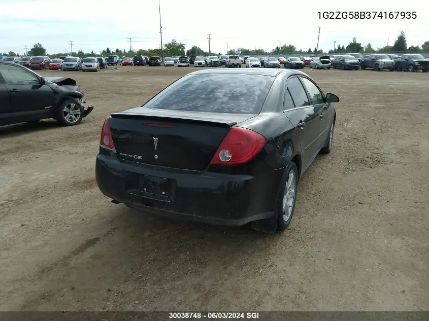 2007 Pontiac G6 Se VIN: 1G2ZG58B374167935 Lot: 30038748