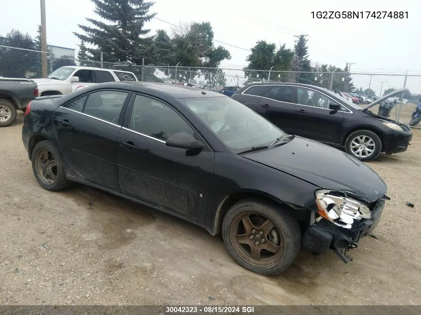 1G2ZG58N174274881 2007 Pontiac G6 Se