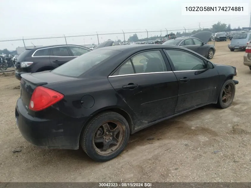 1G2ZG58N174274881 2007 Pontiac G6 Se