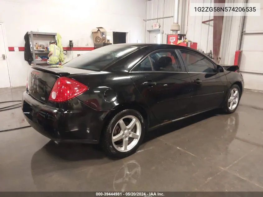 2007 Pontiac G6 VIN: 1G2ZG58N574206535 Lot: 39444981