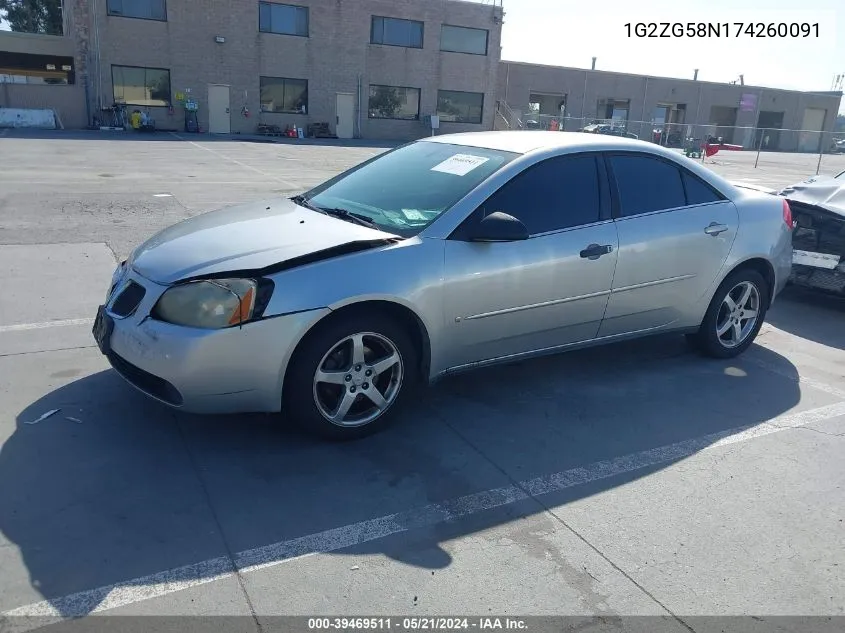 2007 Pontiac G6 VIN: 1G2ZG58N174260091 Lot: 39469511