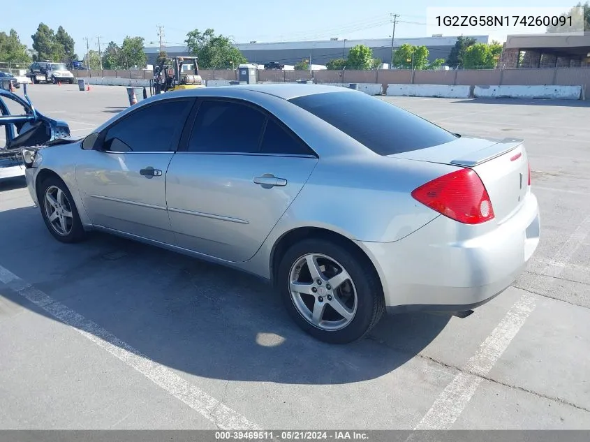 2007 Pontiac G6 VIN: 1G2ZG58N174260091 Lot: 39469511