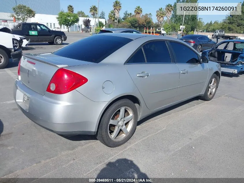 2007 Pontiac G6 VIN: 1G2ZG58N174260091 Lot: 39469511