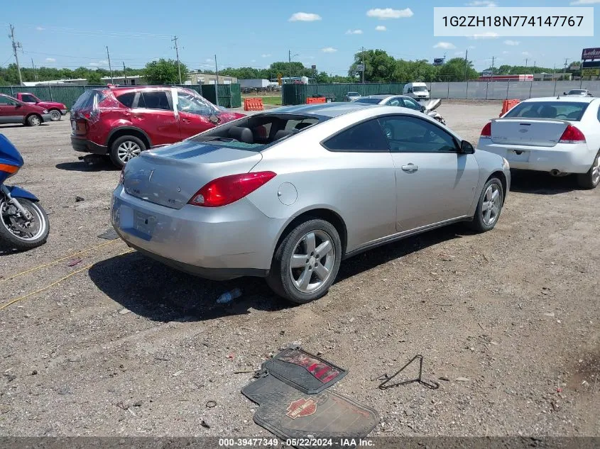 2007 Pontiac G6 Gt VIN: 1G2ZH18N774147767 Lot: 39477349