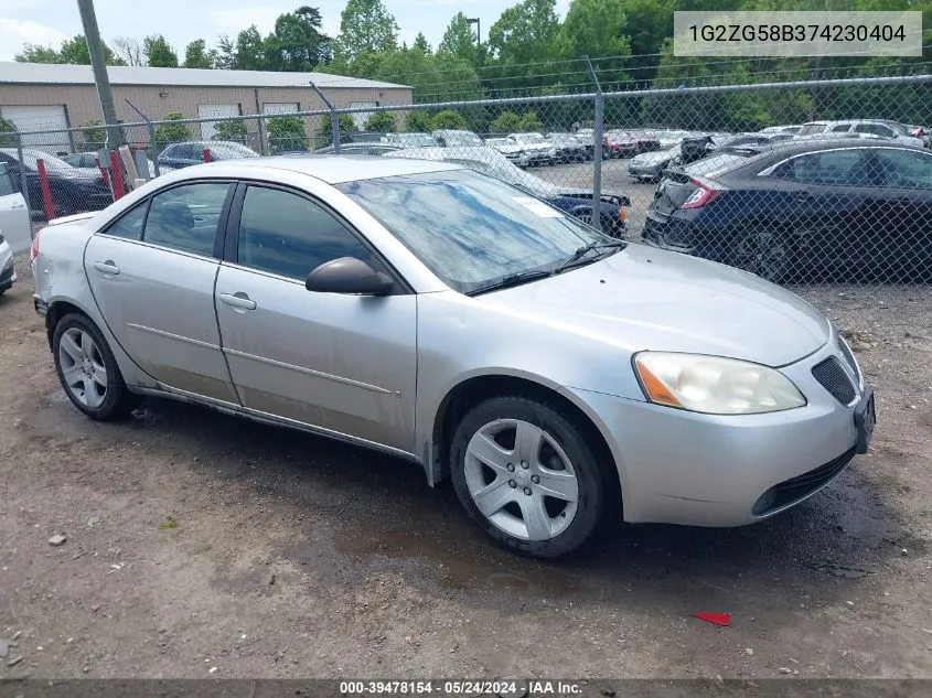 2007 Pontiac G6 VIN: 1G2ZG58B374230404 Lot: 39478154