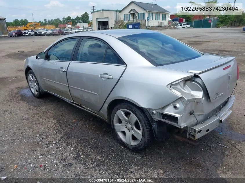 2007 Pontiac G6 VIN: 1G2ZG58B374230404 Lot: 39478154