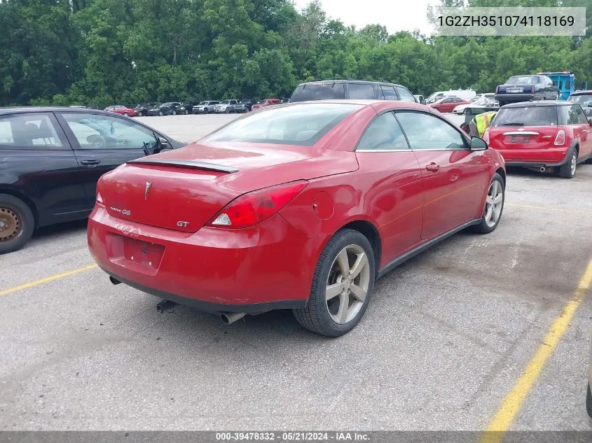 1G2ZH351074118169 2007 Pontiac G6 Gt