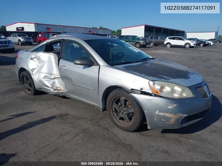 2007 Pontiac G6 Se VIN: 1G2ZG58B274117091 Lot: 39502489