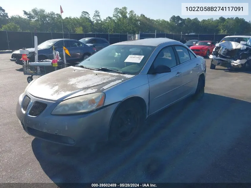 1G2ZG58B274117091 2007 Pontiac G6 Se