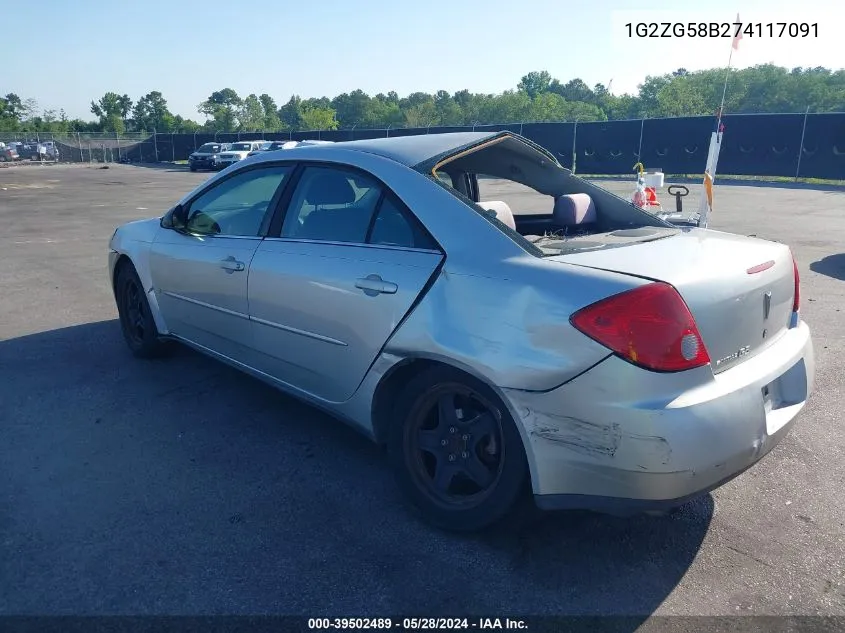 1G2ZG58B274117091 2007 Pontiac G6 Se