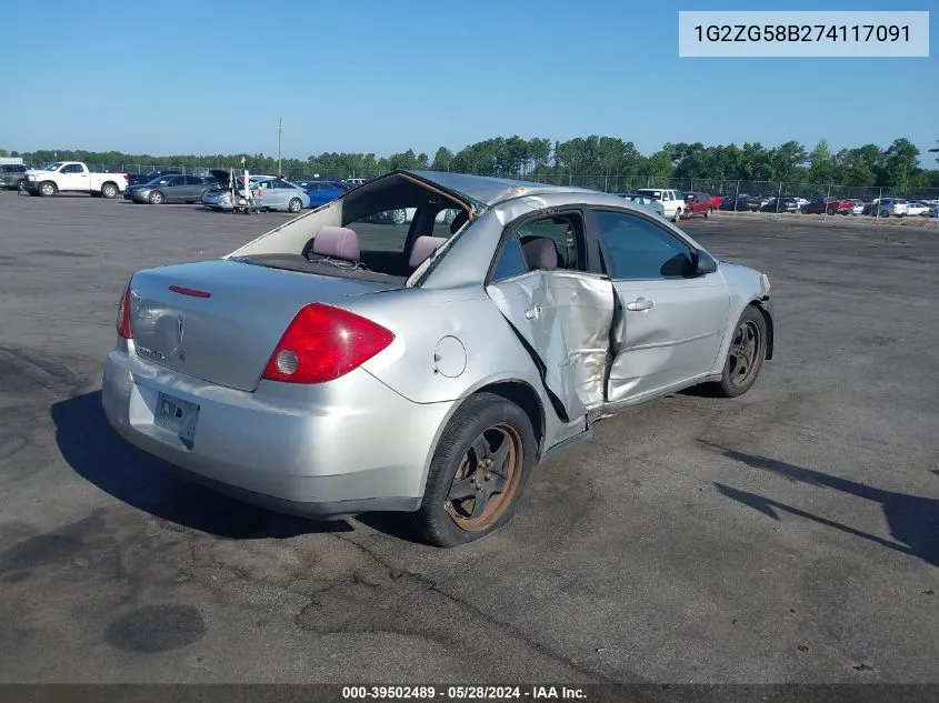 1G2ZG58B274117091 2007 Pontiac G6 Se