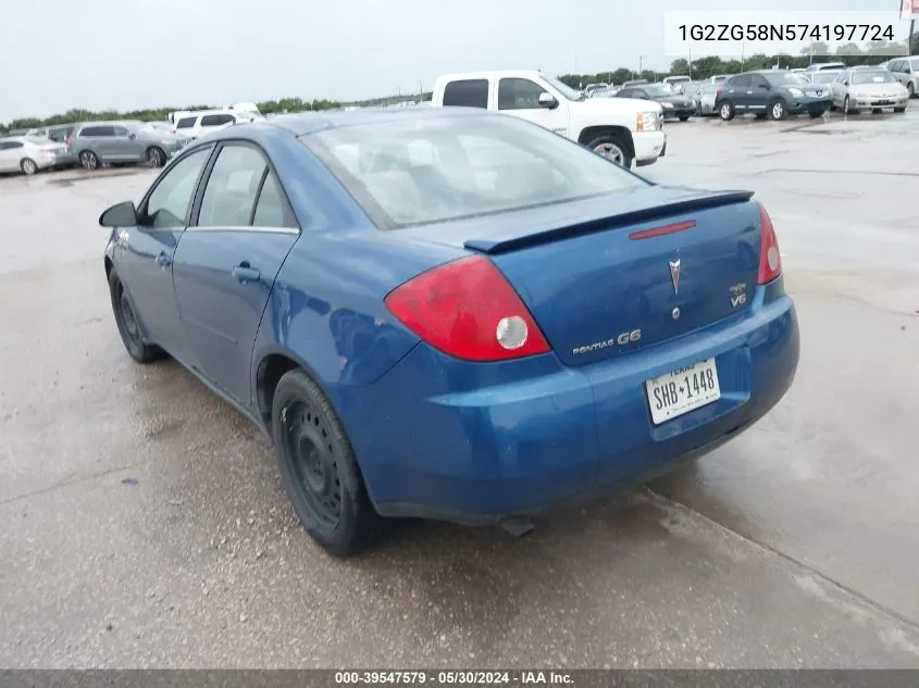 1G2ZG58N574197724 2007 Pontiac G6