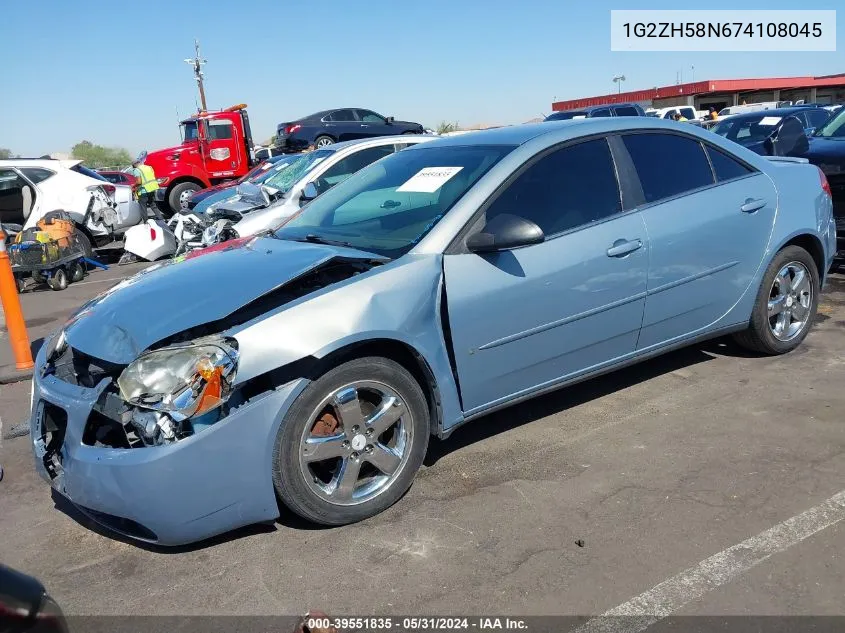 2007 Pontiac G6 Gt VIN: 1G2ZH58N674108045 Lot: 39551835