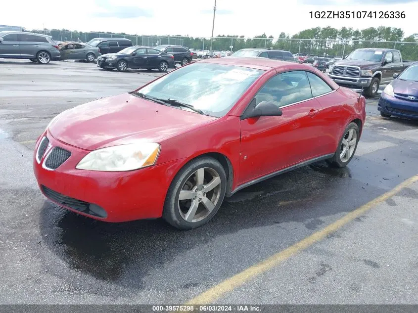 2007 Pontiac G6 Gt VIN: 1G2ZH351074126336 Lot: 39575298