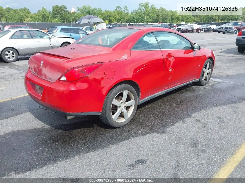 2007 Pontiac G6 Gt VIN: 1G2ZH351074126336 Lot: 39575298