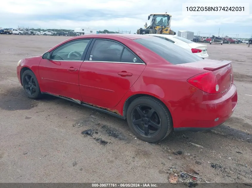 1G2ZG58N374242031 2007 Pontiac G6