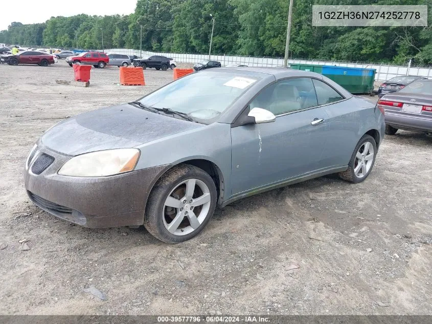 2007 Pontiac G6 Gt VIN: 1G2ZH36N274252778 Lot: 39577796