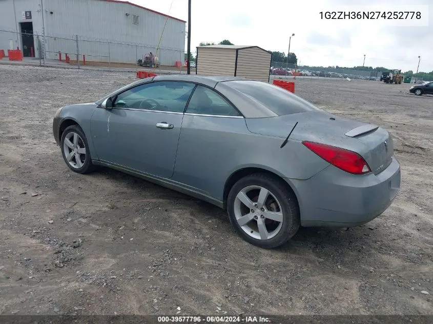 1G2ZH36N274252778 2007 Pontiac G6 Gt