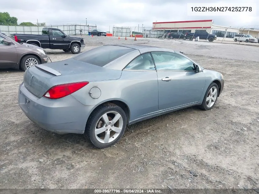 1G2ZH36N274252778 2007 Pontiac G6 Gt