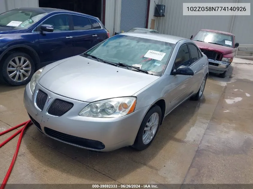 1G2ZG58N774140926 2007 Pontiac G6