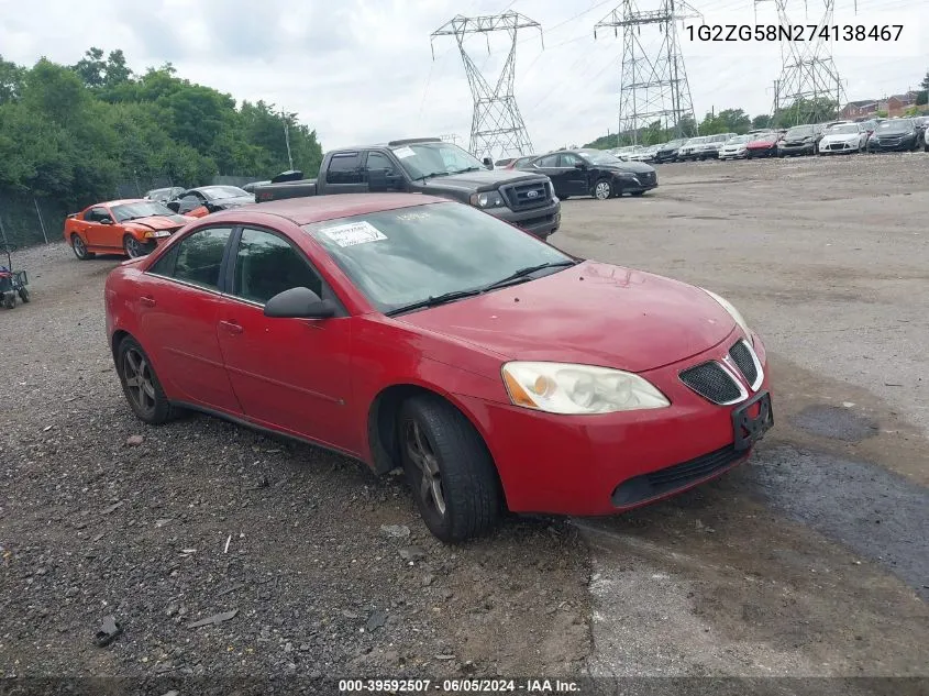 1G2ZG58N274138467 2007 Pontiac G6