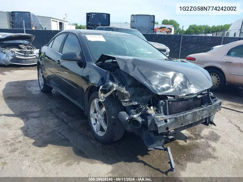 1G2ZG58N774242002 2007 Pontiac G6