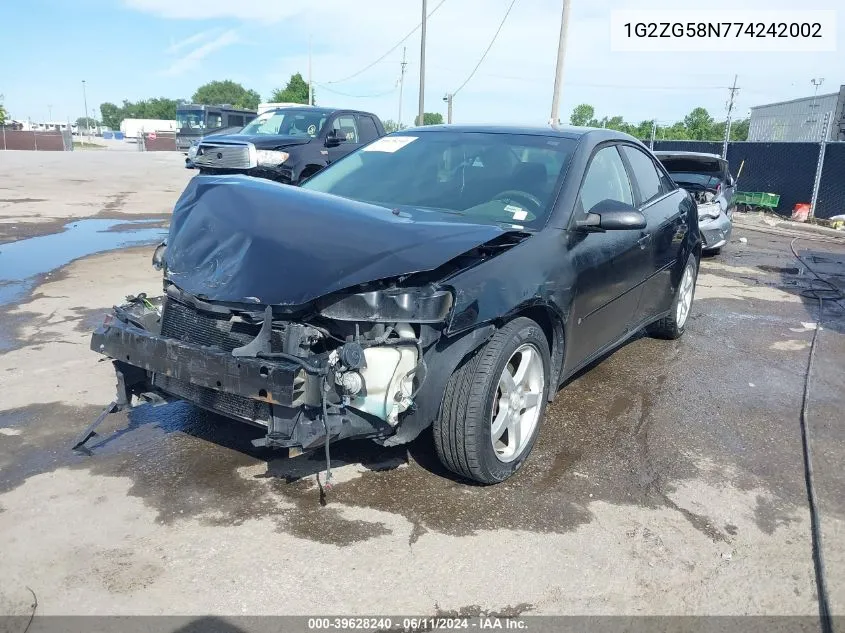 2007 Pontiac G6 VIN: 1G2ZG58N774242002 Lot: 39628240