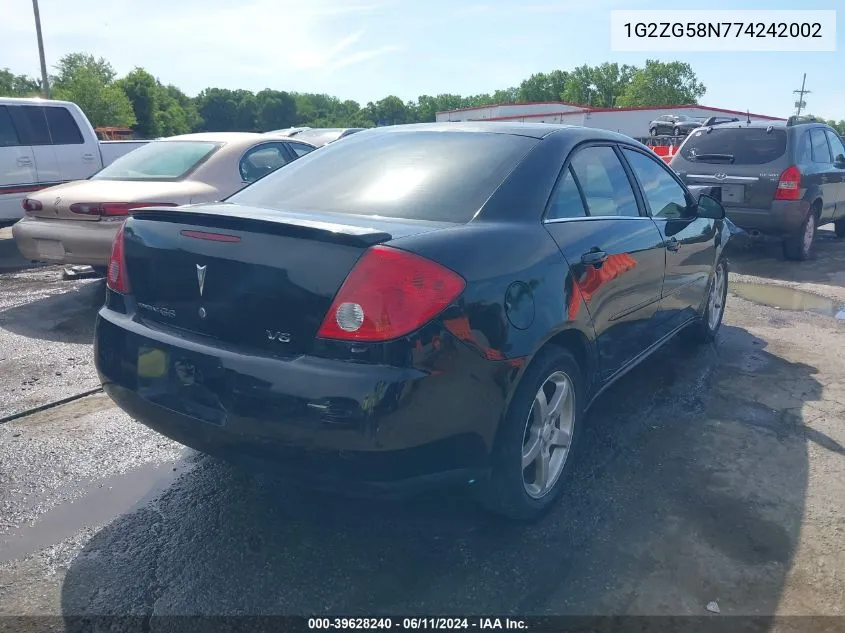 1G2ZG58N774242002 2007 Pontiac G6