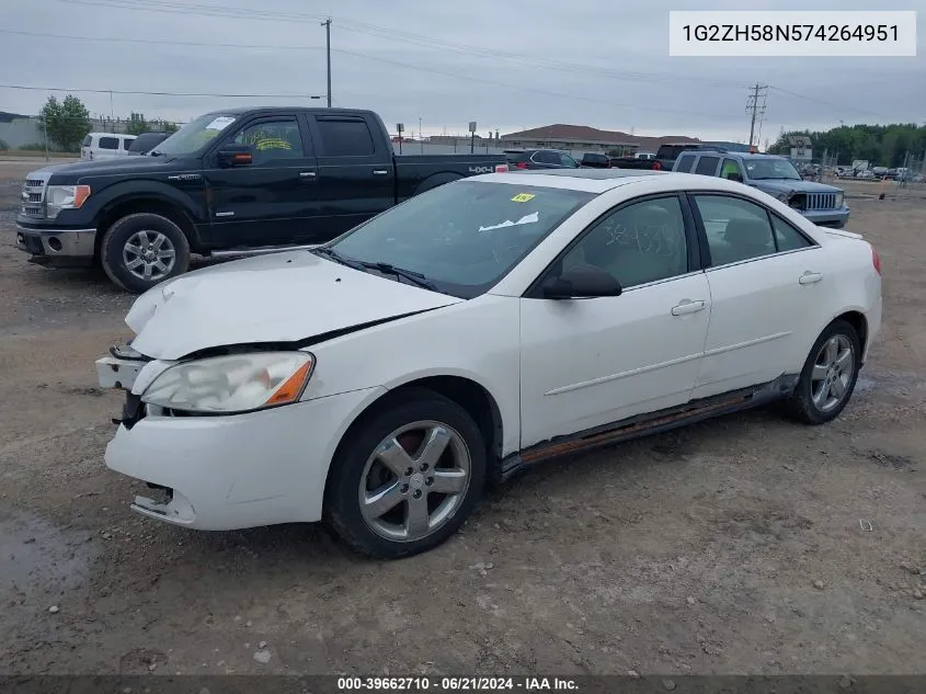 2007 Pontiac G6 Gt VIN: 1G2ZH58N574264951 Lot: 39662710