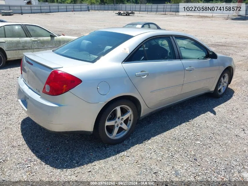 2007 Pontiac G6 VIN: 1G2ZG58N074158572 Lot: 39763260