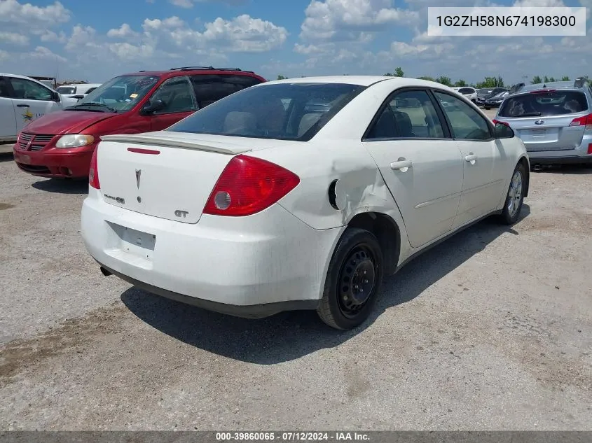 2007 Pontiac G6 Gt VIN: 1G2ZH58N674198300 Lot: 39860065