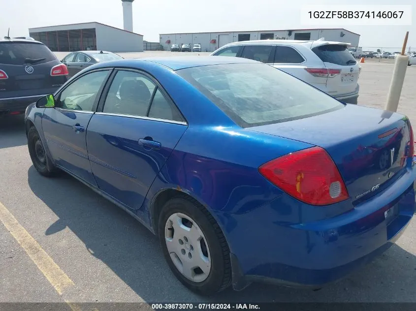 2007 Pontiac G6 Value Leader VIN: 1G2ZF58B374146067 Lot: 39873070