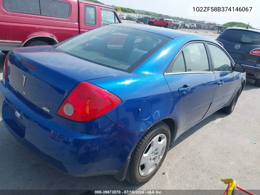 2007 Pontiac G6 Value Leader VIN: 1G2ZF58B374146067 Lot: 39873070