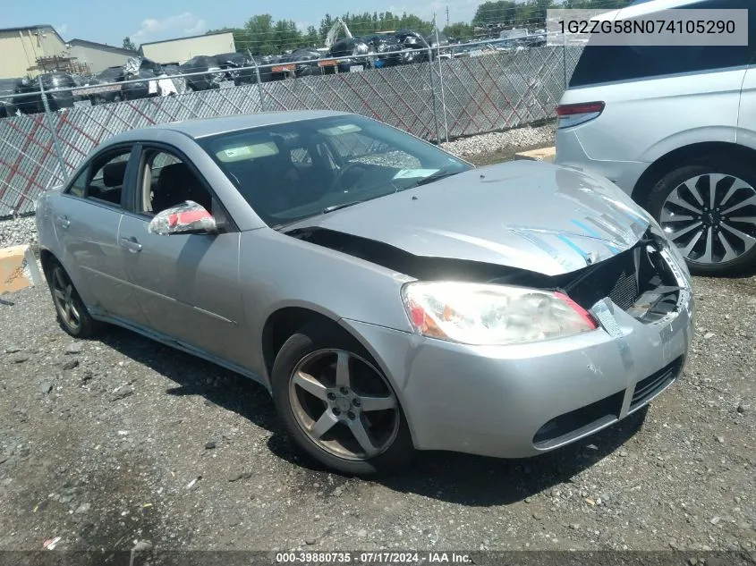 2007 Pontiac G6 VIN: 1G2ZG58N074105290 Lot: 39880735