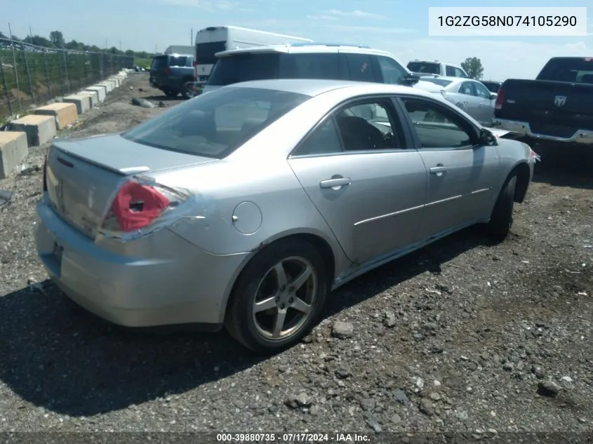 2007 Pontiac G6 VIN: 1G2ZG58N074105290 Lot: 39880735