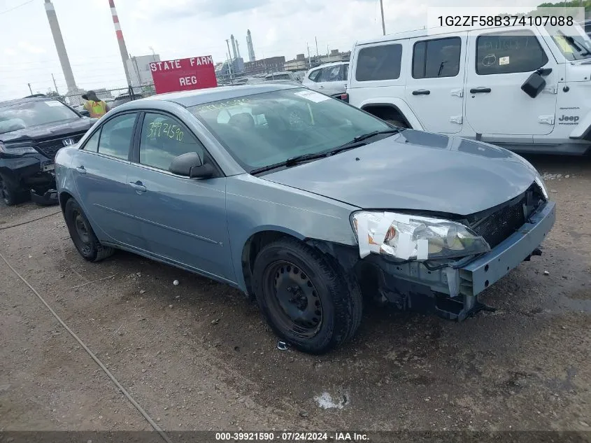 2007 Pontiac G6 Value Leader VIN: 1G2ZF58B374107088 Lot: 39921590