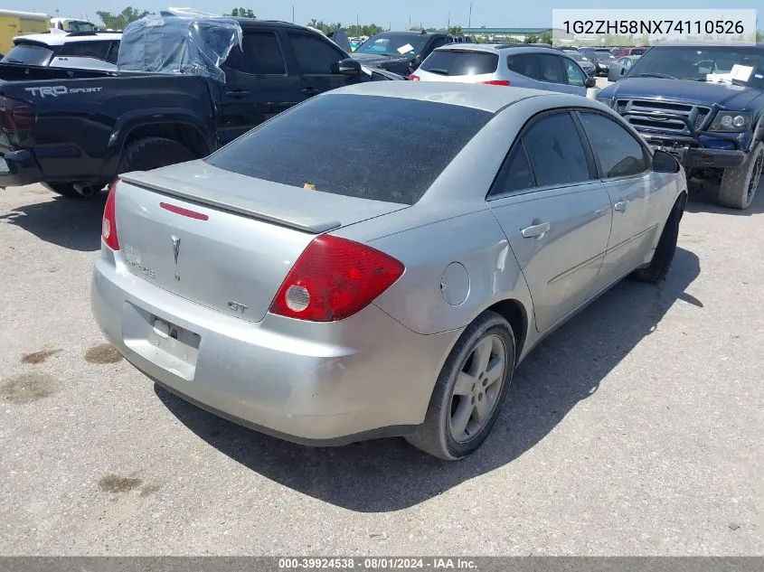 2007 Pontiac G6 Gt VIN: 1G2ZH58NX74110526 Lot: 39924538