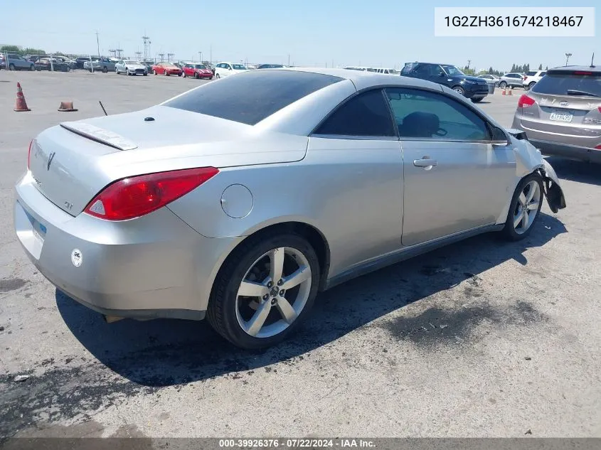 1G2ZH361674218467 2007 Pontiac G6 Gt