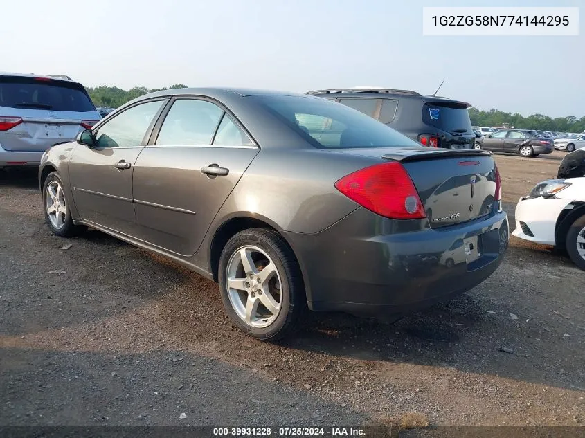 1G2ZG58N774144295 2007 Pontiac G6