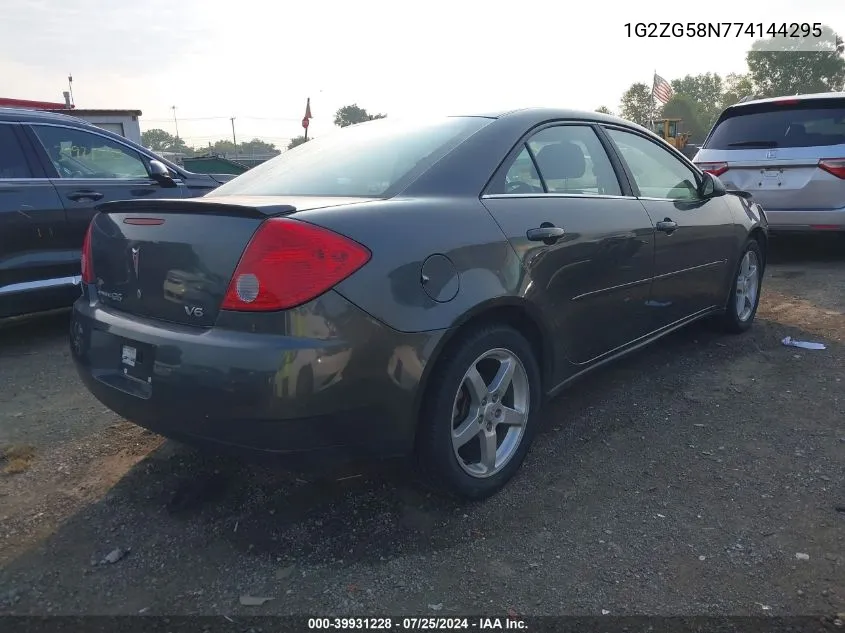 2007 Pontiac G6 VIN: 1G2ZG58N774144295 Lot: 39931228