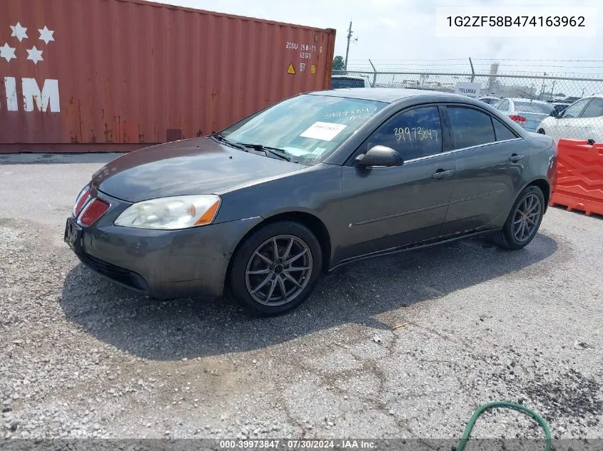 2007 Pontiac G6 Value Leader VIN: 1G2ZF58B474163962 Lot: 39973847