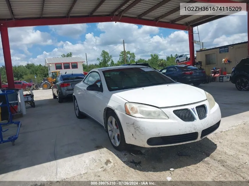 2007 Pontiac G6 Gt VIN: 1G2ZH361674115209 Lot: 39975310