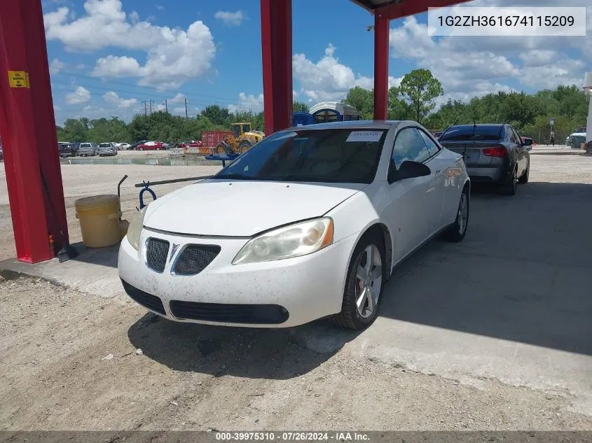 2007 Pontiac G6 Gt VIN: 1G2ZH361674115209 Lot: 39975310