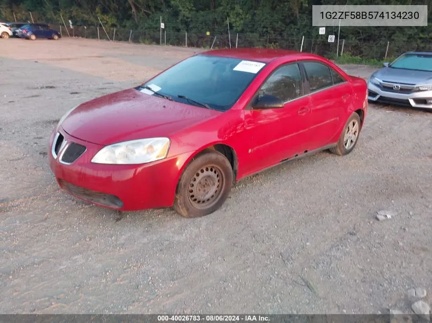 2007 Pontiac G6 Value Leader VIN: 1G2ZF58B574134230 Lot: 40026783