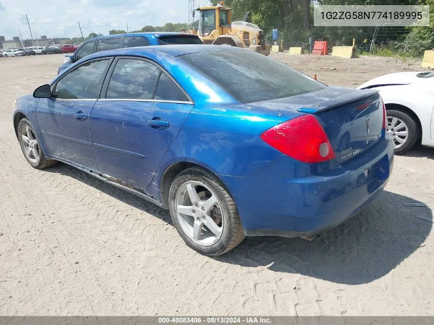 2007 Pontiac G6 VIN: 1G2ZG58N774189995 Lot: 40083406