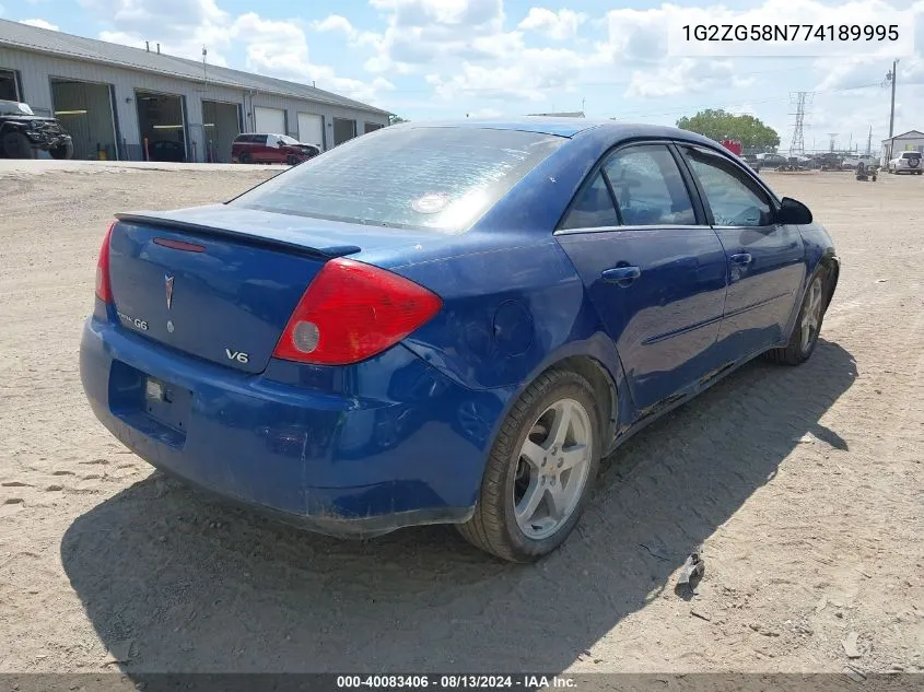 1G2ZG58N774189995 2007 Pontiac G6