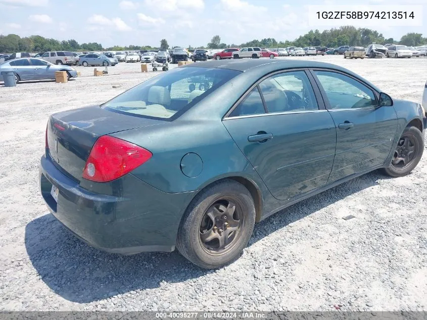 2007 Pontiac G6 Value Leader VIN: 1G2ZF58B974213514 Lot: 40095277