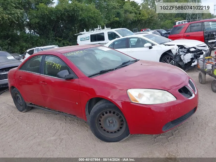 1G2ZF58B074102219 2007 Pontiac G6 Value Leader