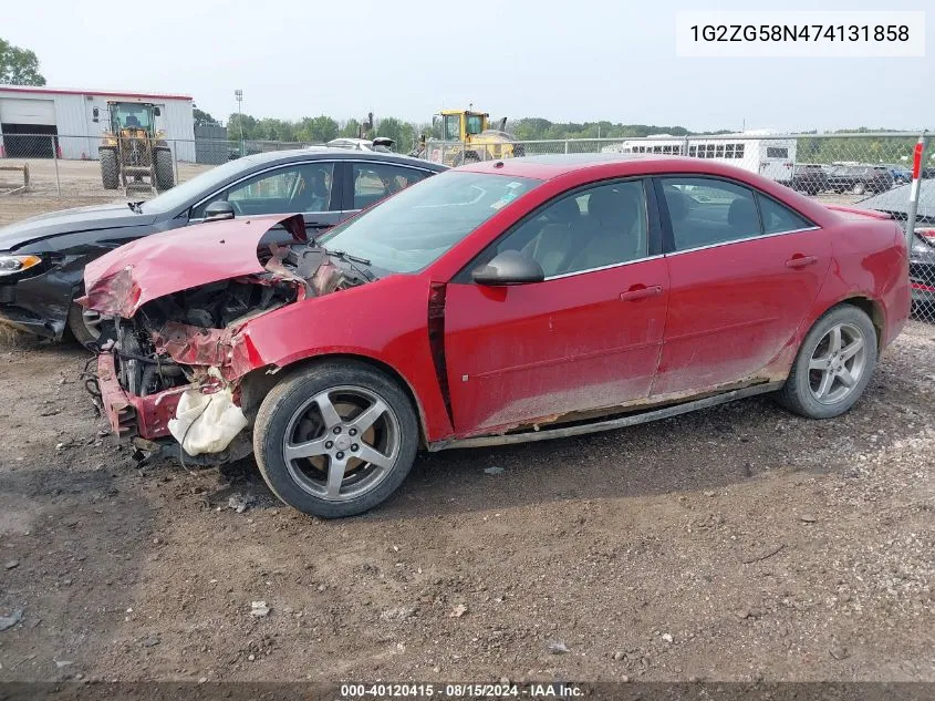 2007 Pontiac G6 VIN: 1G2ZG58N474131858 Lot: 40120415