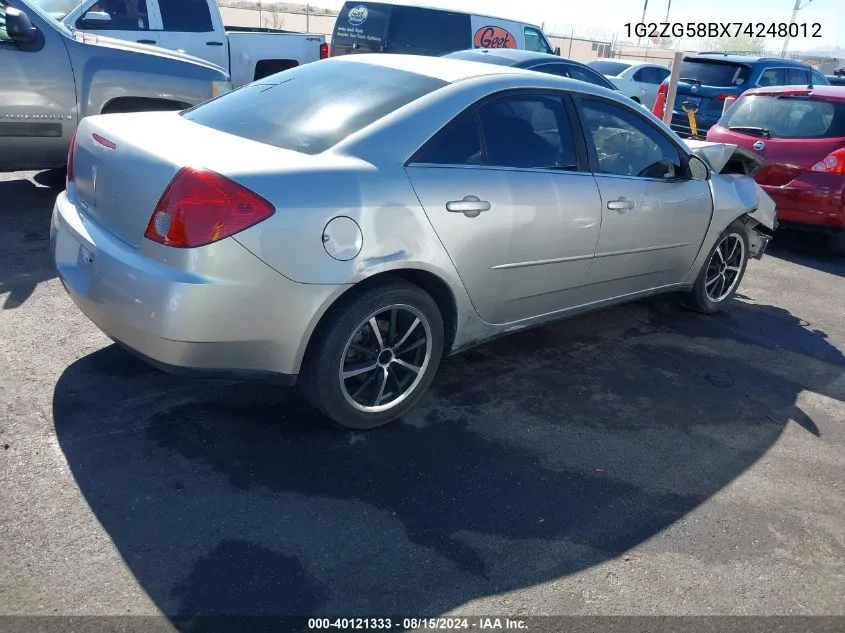 1G2ZG58BX74248012 2007 Pontiac G6 Se